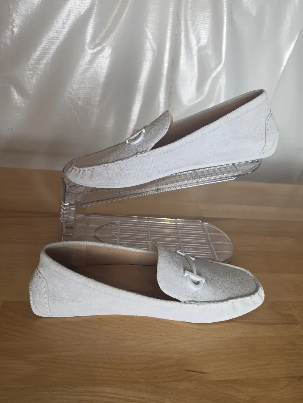 Cole Haan Tully Driver Grand Series Loafers 9.5B Cream White Suede Preppy NWOB